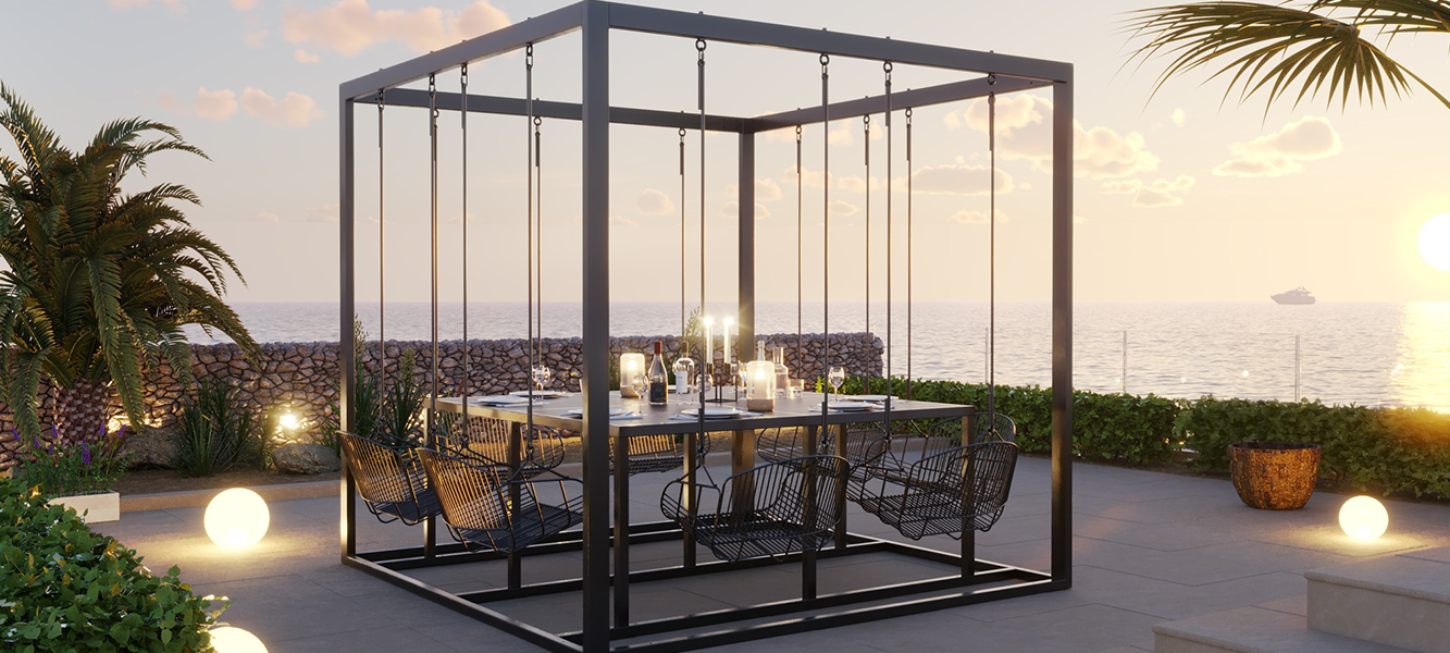 Lounge Premium avec Table et Sièges Suspendus Suisse